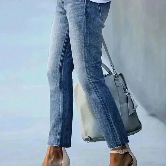 Medium Wash Casual Women's Basic Double-Breasted Denim Jeans - Picture 3 of 3